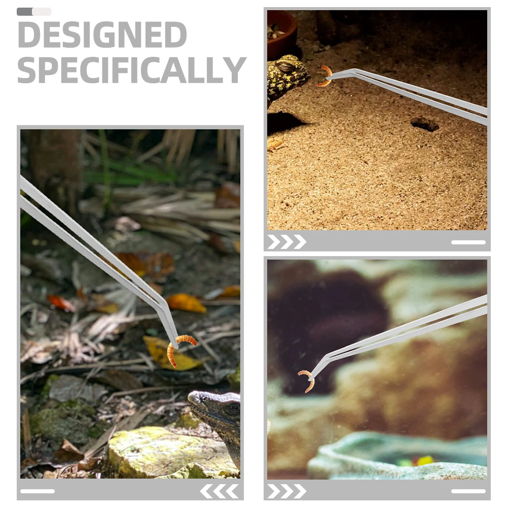 

2 Pcs 27cm Reptile Feeding Tongs Straight Curved Heads Aquarium Glass Container Pet Food Tweezers Supplies Terrarium