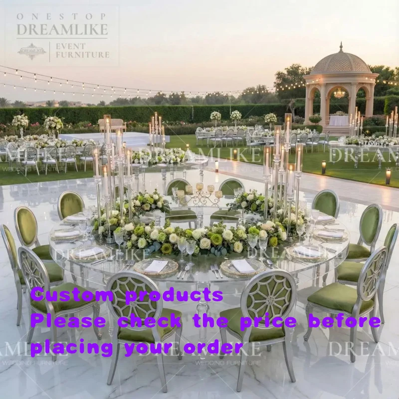 custom.Modern Long Oval Glass Banquet Table Stainless Steel Frame Wedding Event Rental Factory