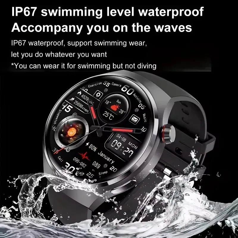 새로운 스마트 워치 남자 풀 서클 터치 스크린 블루투스 통화 남자 Smartwatch 스포츠 활동 피트니스 방수 시계 + 박스