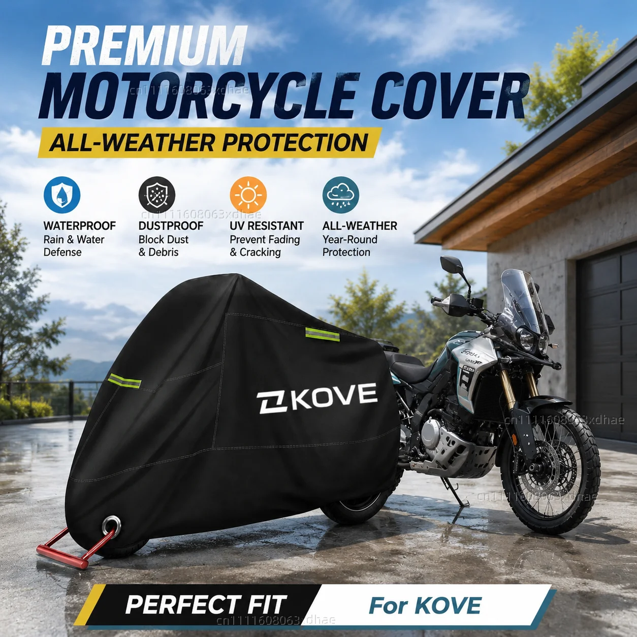 All Season Motorcycle Cover Rainproof Dustproof UV Protection 190T Oxford Cloth For For KOVE 800X Pro/Rally 525X 500X 400X 800