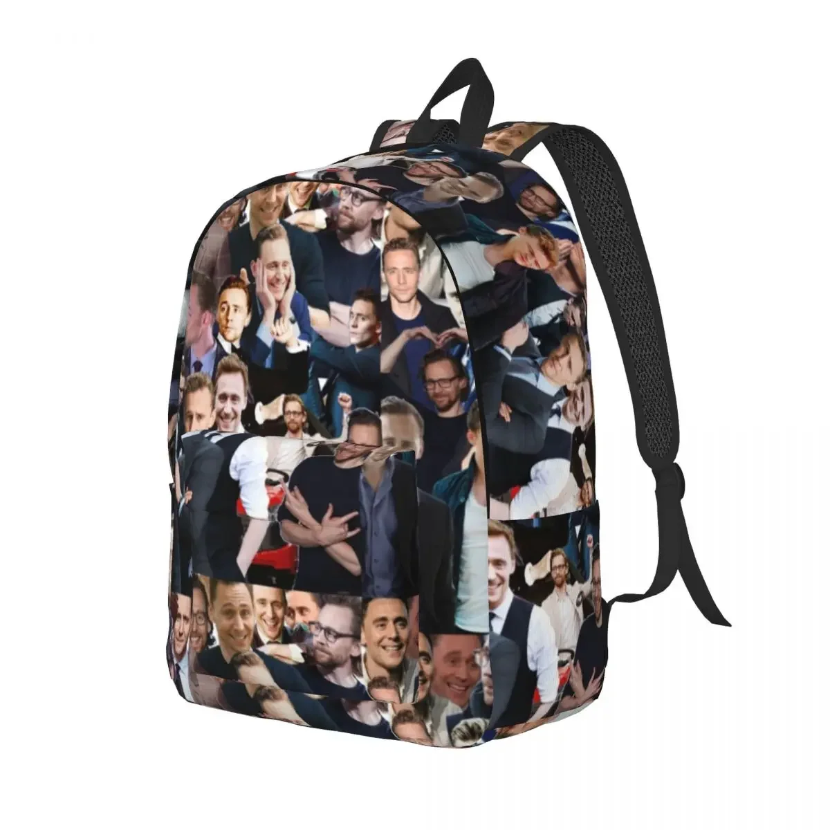 Tom Hiddleston Collage Backpack Elementary High College School Student Actor Bookbag Teens Canvas Daypack Hiking