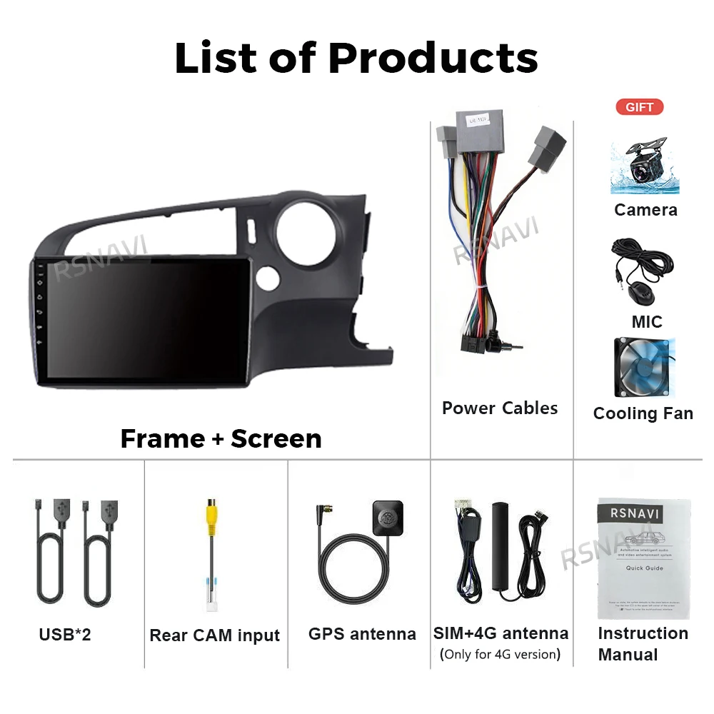 Android 16 For Honda Stream 2 2006 2007 2008 - 2014 RHD Car Radio Navigation Multimedia Player GPS WiFi+4G wireless Carplay Auto