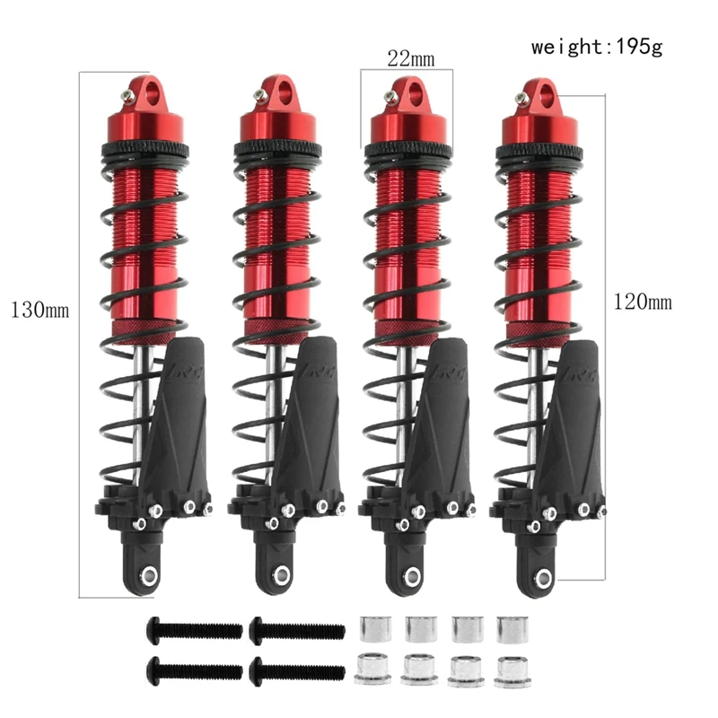 4PCS Metal 120Mm Shock Absorber Oil Damper For 1/10 RC Crawler Car Axial SCX10 AXI03007 RBX10 D90 TRX4