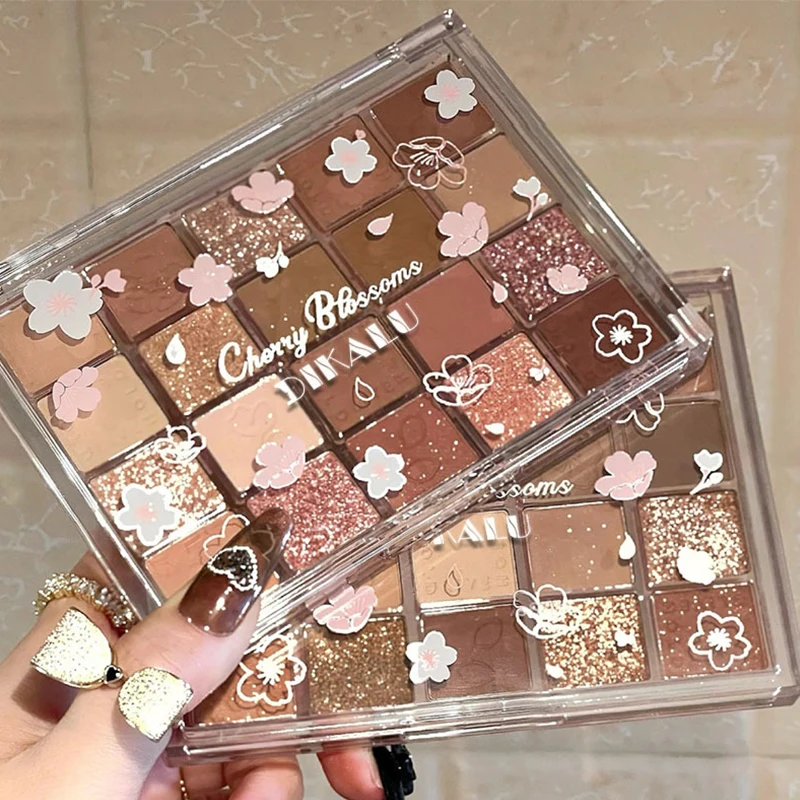 20 Colors Eyeshadow Palette Pearly Glitter Matte Pink Brown Shiny Sequin Shadow Eye Pigments Lasting Makeup Eye Shadow Korean