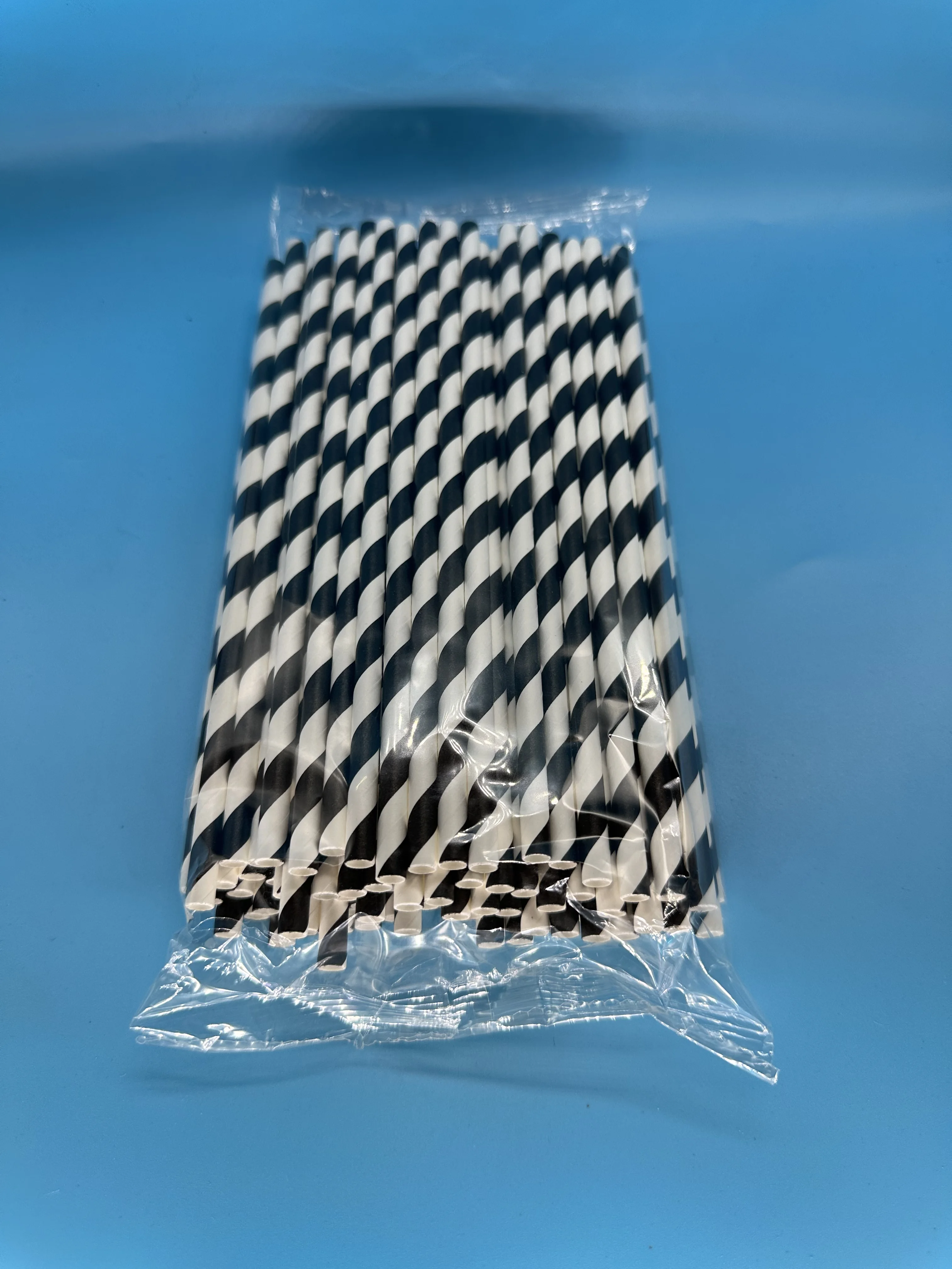 100 Black and white Stripe Disposable Paper Straws, Zebras Companions for Coffee