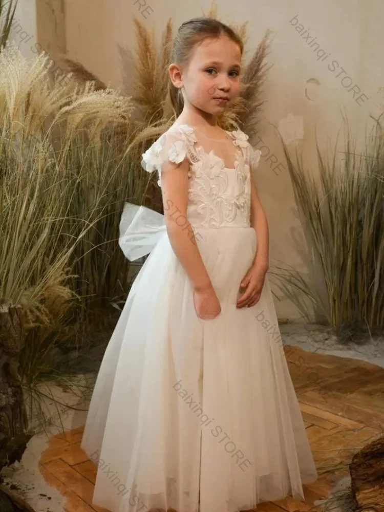 

Ivory Flower Girl Princess Dress Tulle Appliques Sale Low Price Birthday Prom Evening Dresses Bespoke Elegant Party Ball Gown