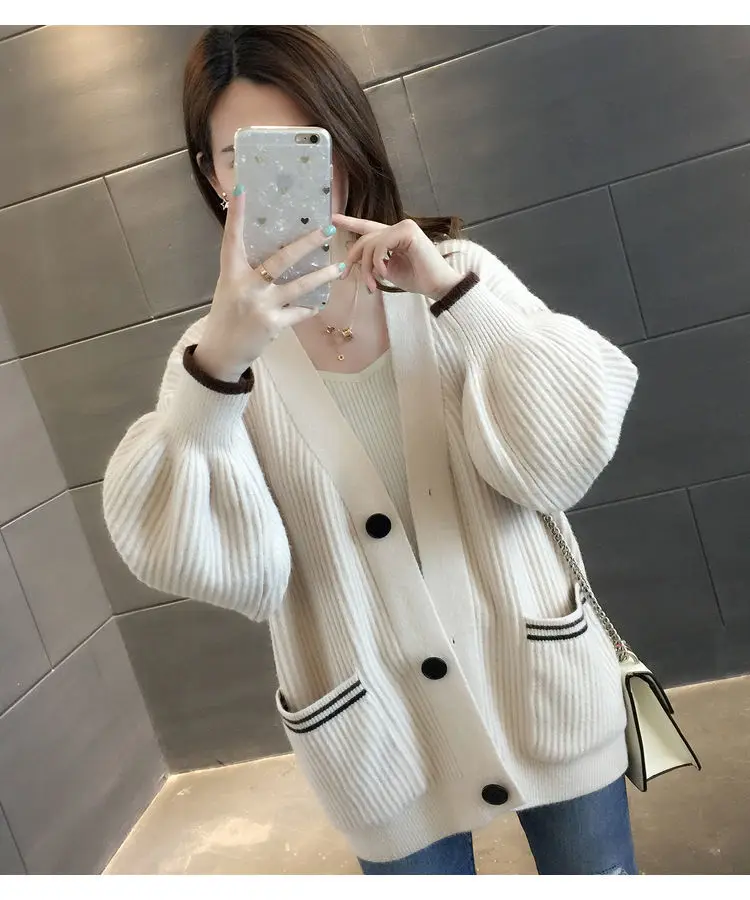 OupillCardigan à col en V pour femmes, pull à la mode