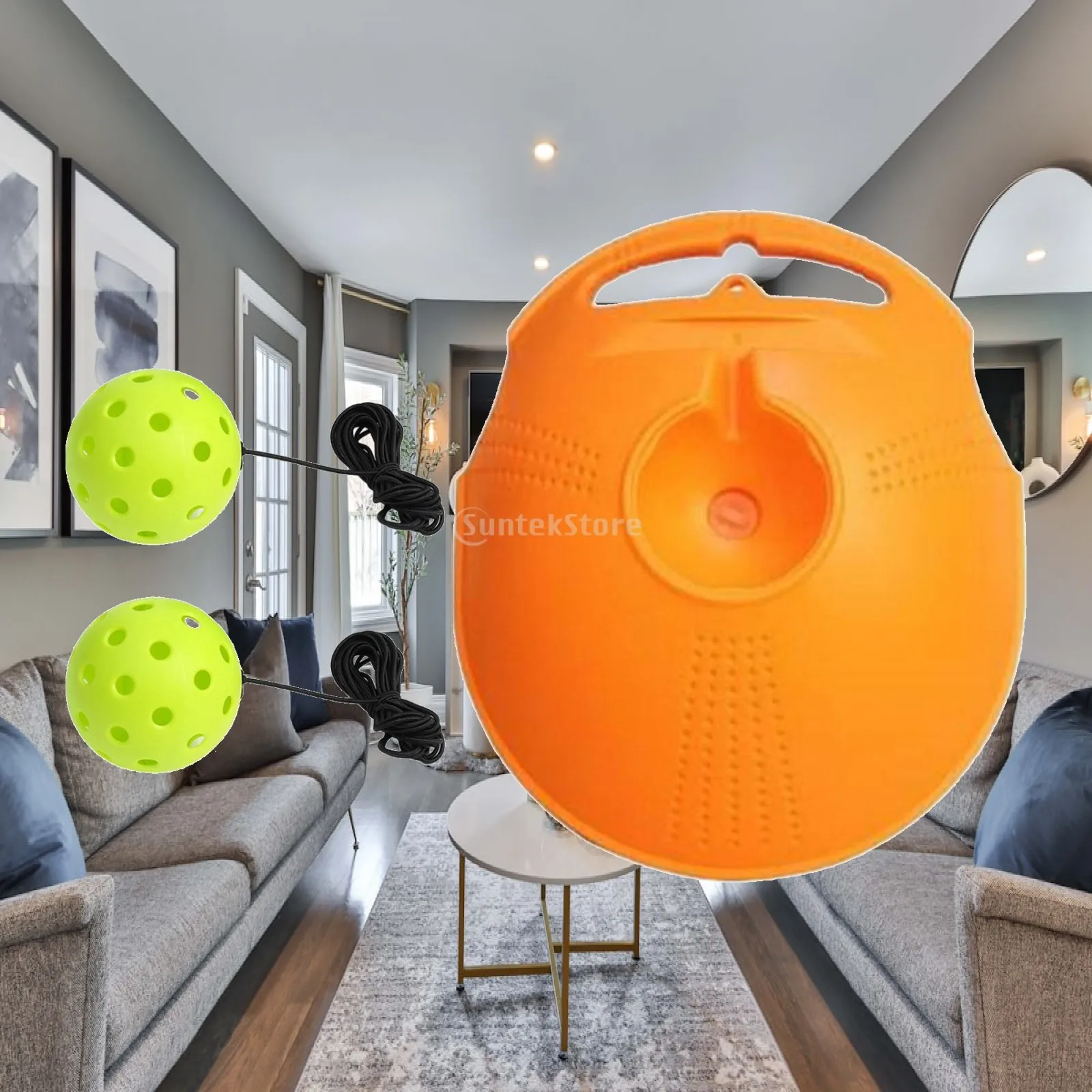 ピックルボールトレーナー-ハンドル付きピックルボールボール付き-軽量ピックルボールソロ用具-スポーツ屋内運動初心者向け