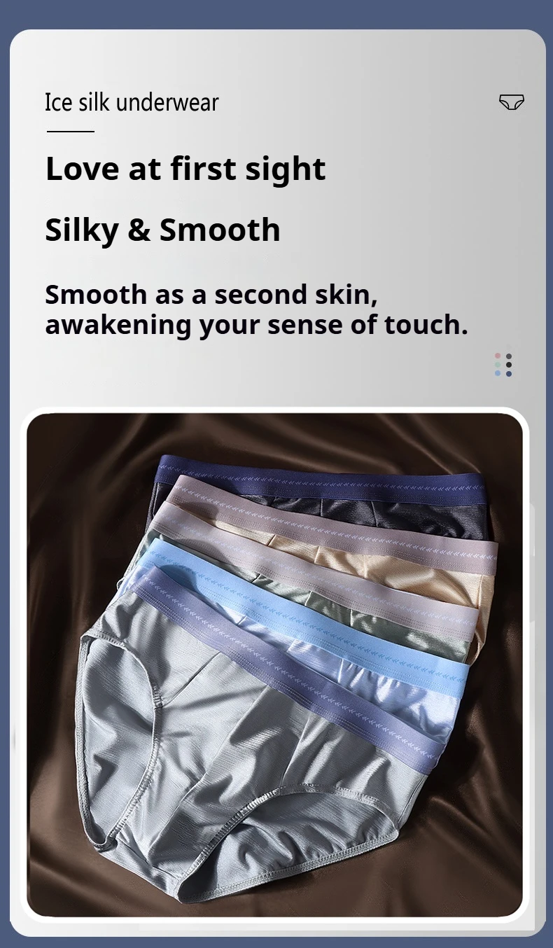 4-teiliges Luxus-Set Satinartige Herren-Shorts Sexy Glatte Kühle Unterhose Eisseide Schnelltrocknende Slips Atmungsaktive Herren-Unterwäsche – Detail 7