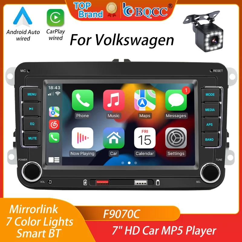 

BQCC 2Din Car Radio for Volkswagen Golf Polo Passat B6 B7 CC Skoda Jetta Universal Multimedia Carplay Mirrorlink BT FM Colorful