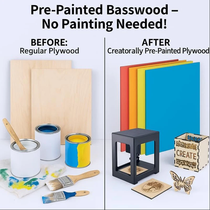 

8PCS Colored Plywood Sheets Basswood for Laser Cutting 30*30cm 3mm Ideal for DIY Crafts Engraving Ornaments Models Making