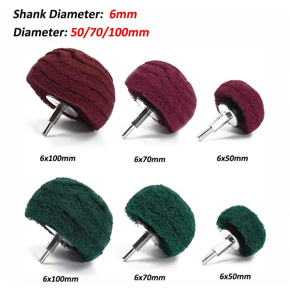 

1/4" Hex Shank Flap Sanding Wheel Nylon Fiber Abrasive Scouring Buffing Polishing Wheel 50mm/75mm/100mm For Drill 6mm Shank