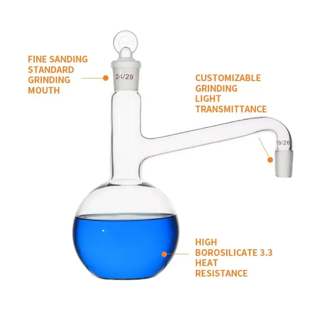 Good Quality Heat Resistant Laboratory glassware Chemical Glass Distilling Flask factory
