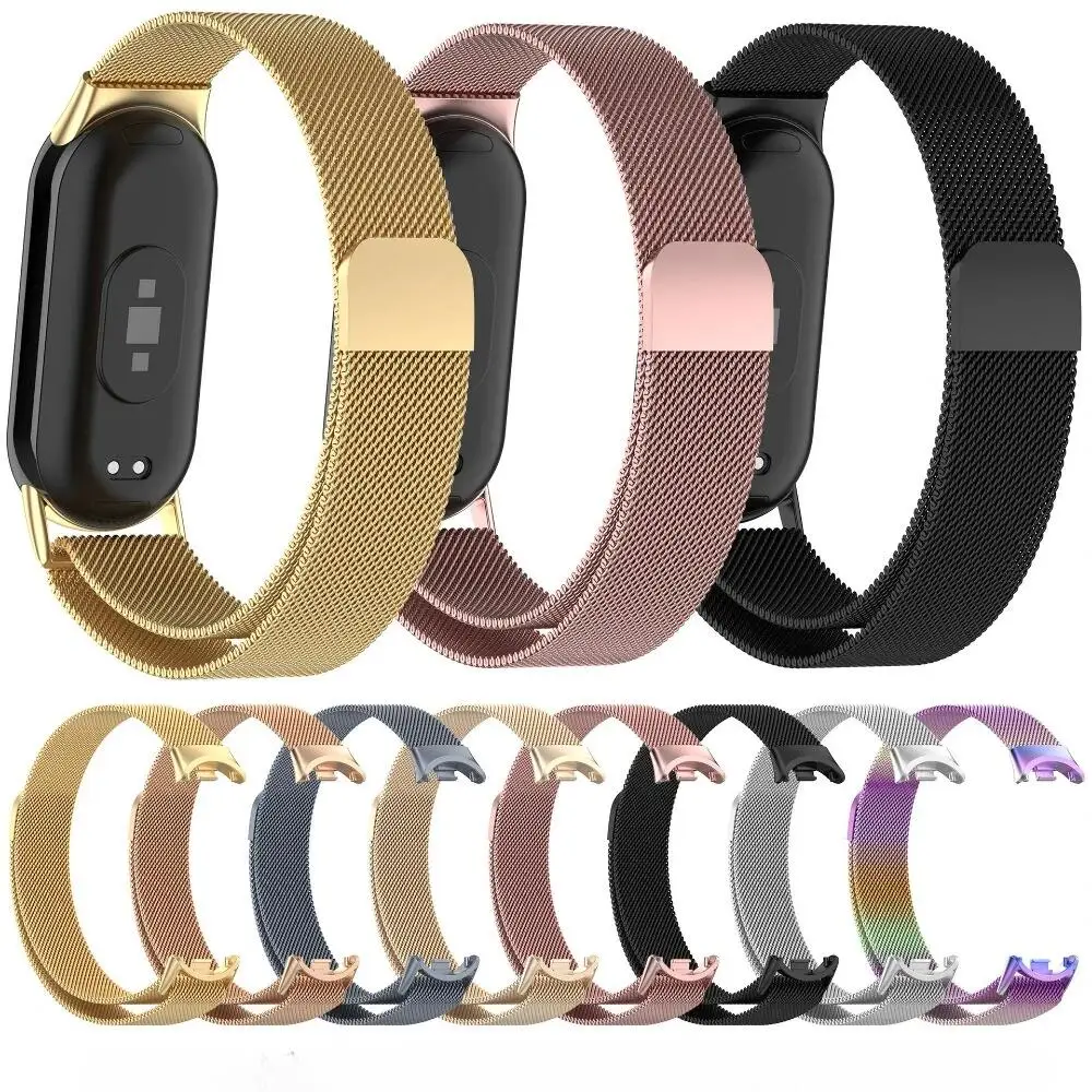 Correa milanesa de bucle magnético para Xiaomi Mi Band 10, Correa de acero inoxidable para Mi Band 8/9/10, pulsera de repuesto de Metal