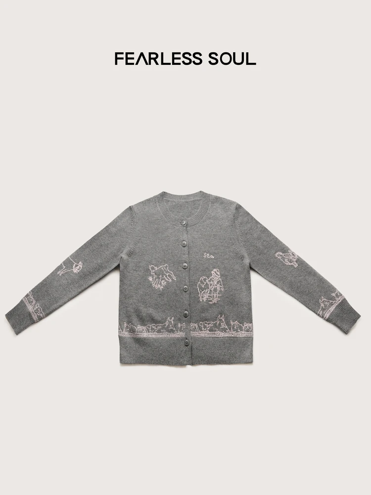 

Новый осенне-зимний кардиган Tfa из шелковой шерсти с вышивкой «Ферма», эластичный, теплый и уютный, для женщин