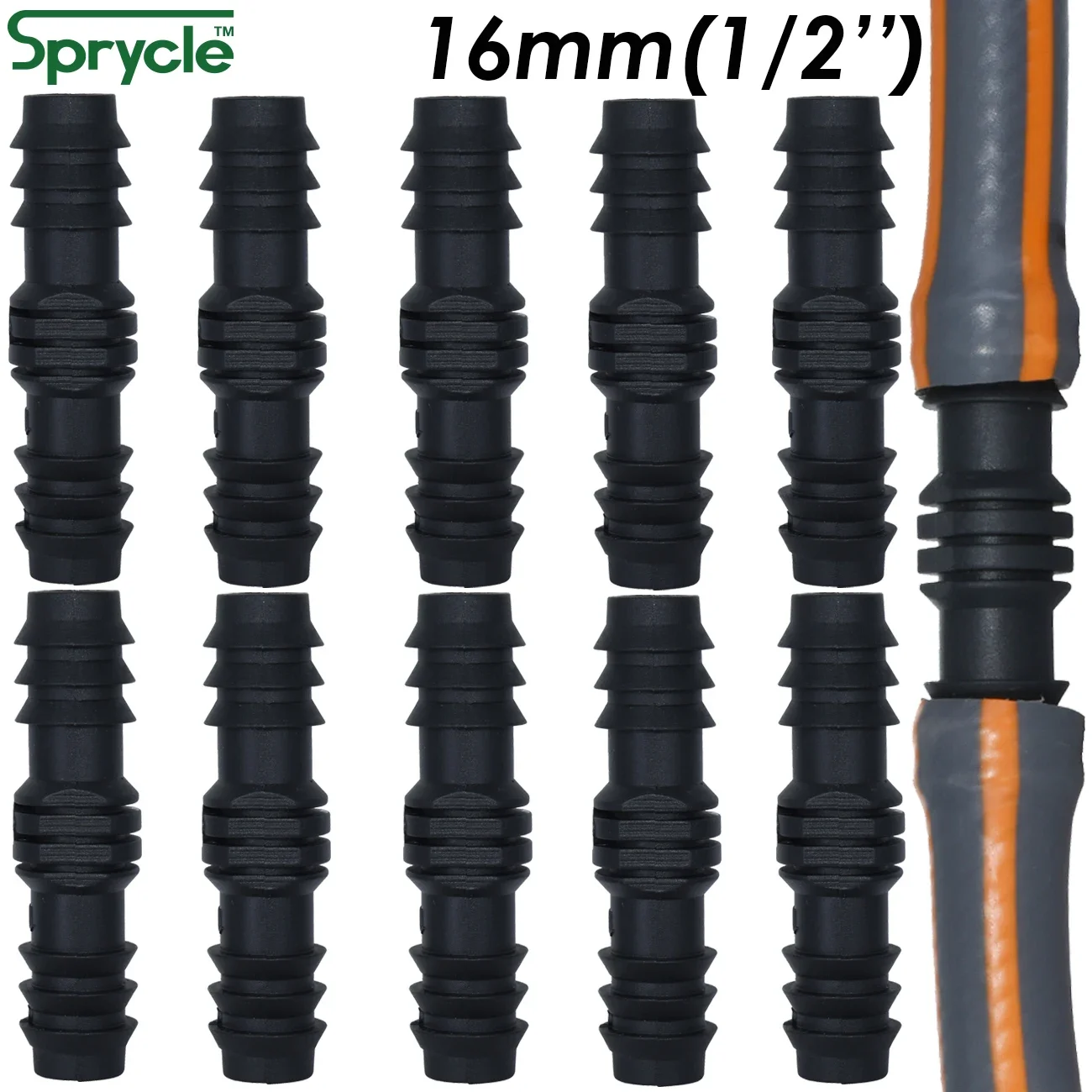 10PCS 16mm Couplings Straight Connector Micro Drip Irrigation 1/2'' PE Pipe Tubing Hose Repair Fitting Garden Watering