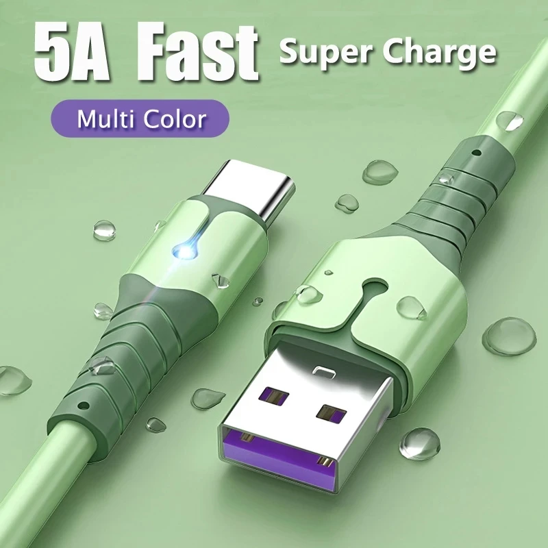 Fast Charging Type C Cable USB C Liquid Soft Silicone Data Cord For Huawei Xiaomi 1/0.25M Mobile Phone USB-C Charger Wire