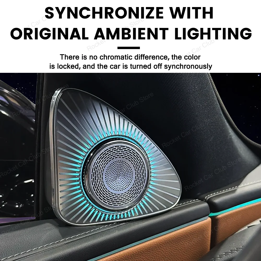 For Mercedes Benz W214 2024+ Car RGB LED Treble Horn Refit Accessory LED 3D 4D 5D Speaker 64 Color Ambient Light