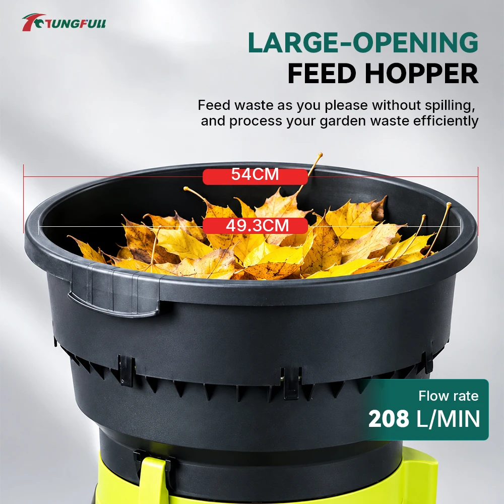 Electric Leaf Shredder No‑Blade System Adjustable Fineness Portable Wheeled Garden Leaves Mulcher for Yard Compost Making