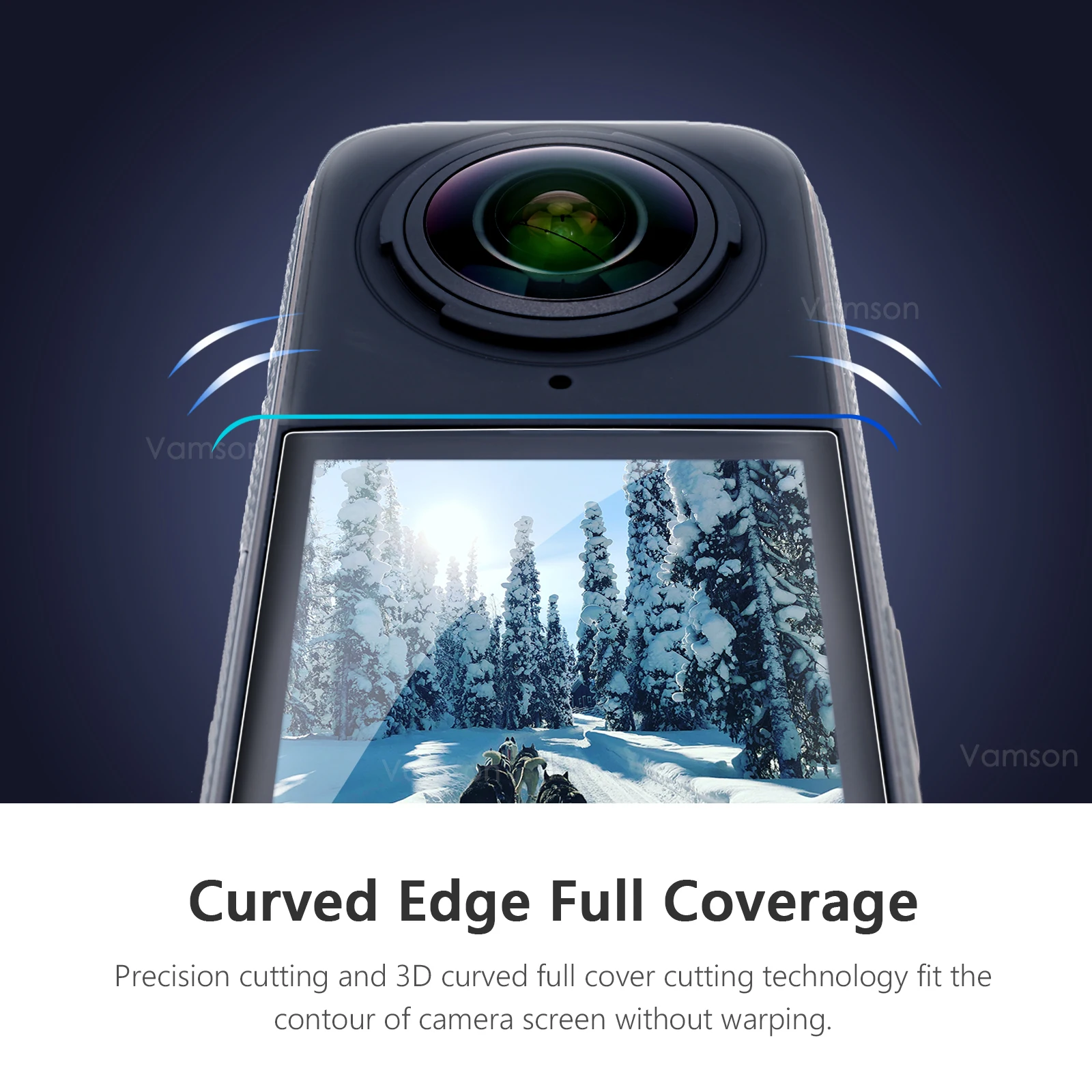 Vamson untuk Insta360 X4 Aksesori pelindung Film kaca Tempered melengkung Anti gores HD untuk Insta 360 X4 Aksesori pelindung