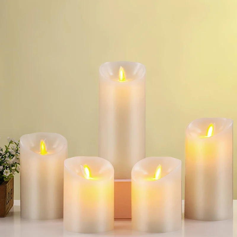 Flameless Wedding Decorative Candles Battery Operated Pillar Real Wax Wick Electric LED Candle Gift Sets with Remote Control