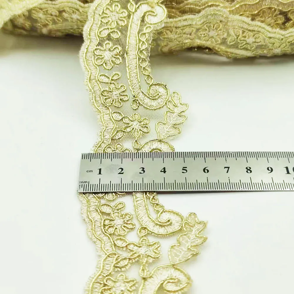 Golden Lace Trims for Dress Costume Trimmings Applique Home Textiles Ribbon Crafts Sewing Fabric New lace