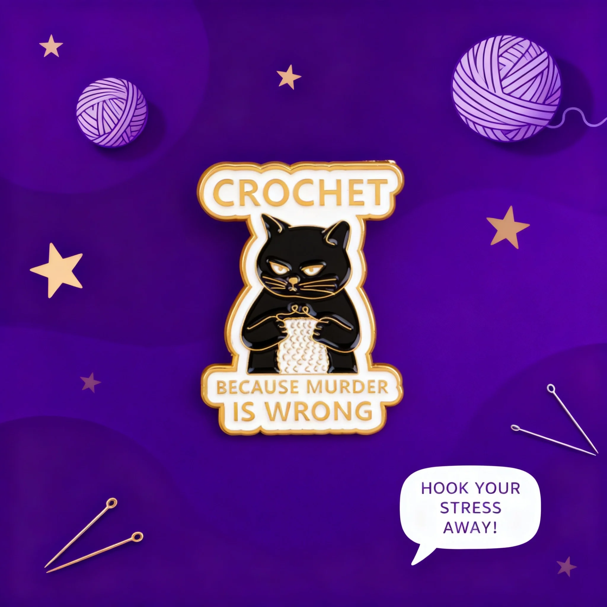 

Cartoon Black Cat Crochet Enamel Pin Animal Badges for Women Metal Lapel Pins Cosplay Accessories Toys Gift Brooches on Backpack