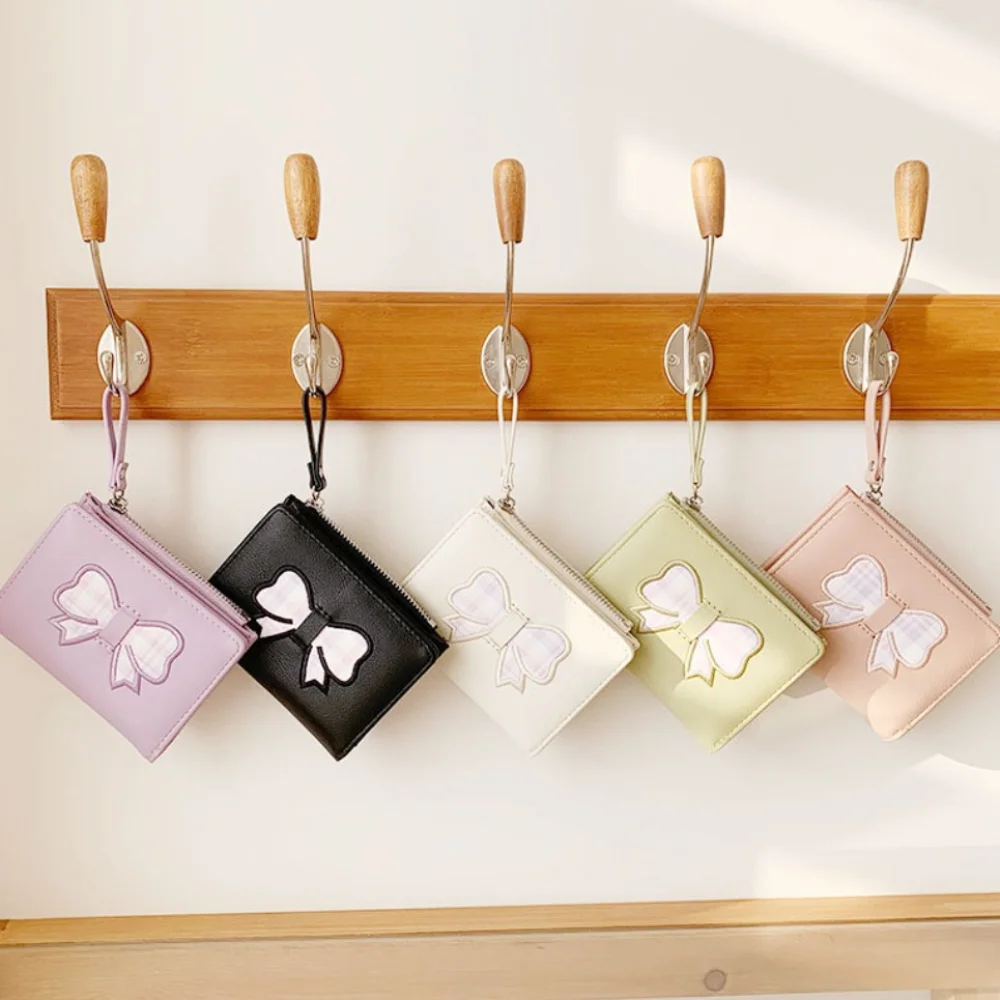 

Cute Zipper Short Wallet PU Leather Bowknot Coin Purse Multi-Card Slot Card Holder Women Girl