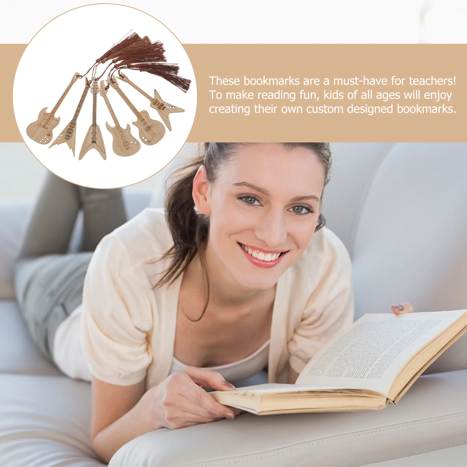 6pcs Wooden Bookmarks Creative Student Bookmark Craft Diy Gift For Readers Elegant Light Reading Page Marker Decorative