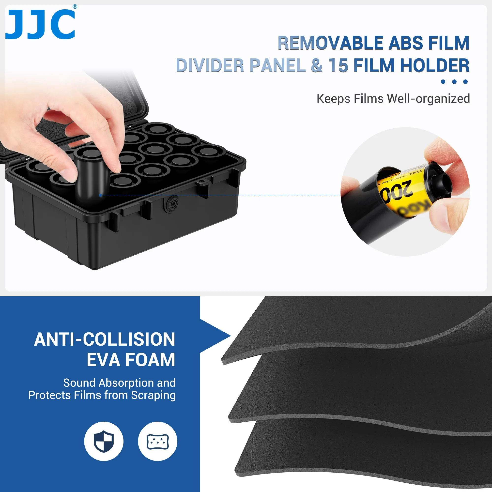 JJC الثقيلة 35 مللي متر فيلم حامل ل 15 لفات من 35 مللي متر 135 فيلم IP67 مقاوم للماء وضوء مختومة فيلم لفة تخزين الحاويات #4