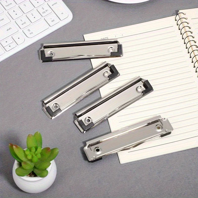 10Pcs File Folder Document Board Clips Clamps White Metal Scissors Clipboard Holder Mountable Office Mini Binder