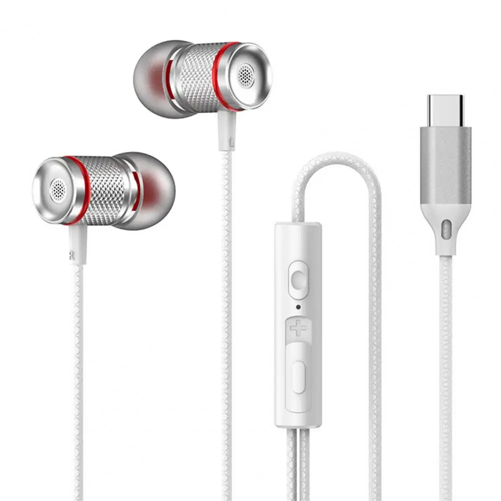 Earphone Comfortable Wear with HD-compatible Microphone Wired Earphone Stereo Sound 3.5mm/Type-C Ports Headset for Home