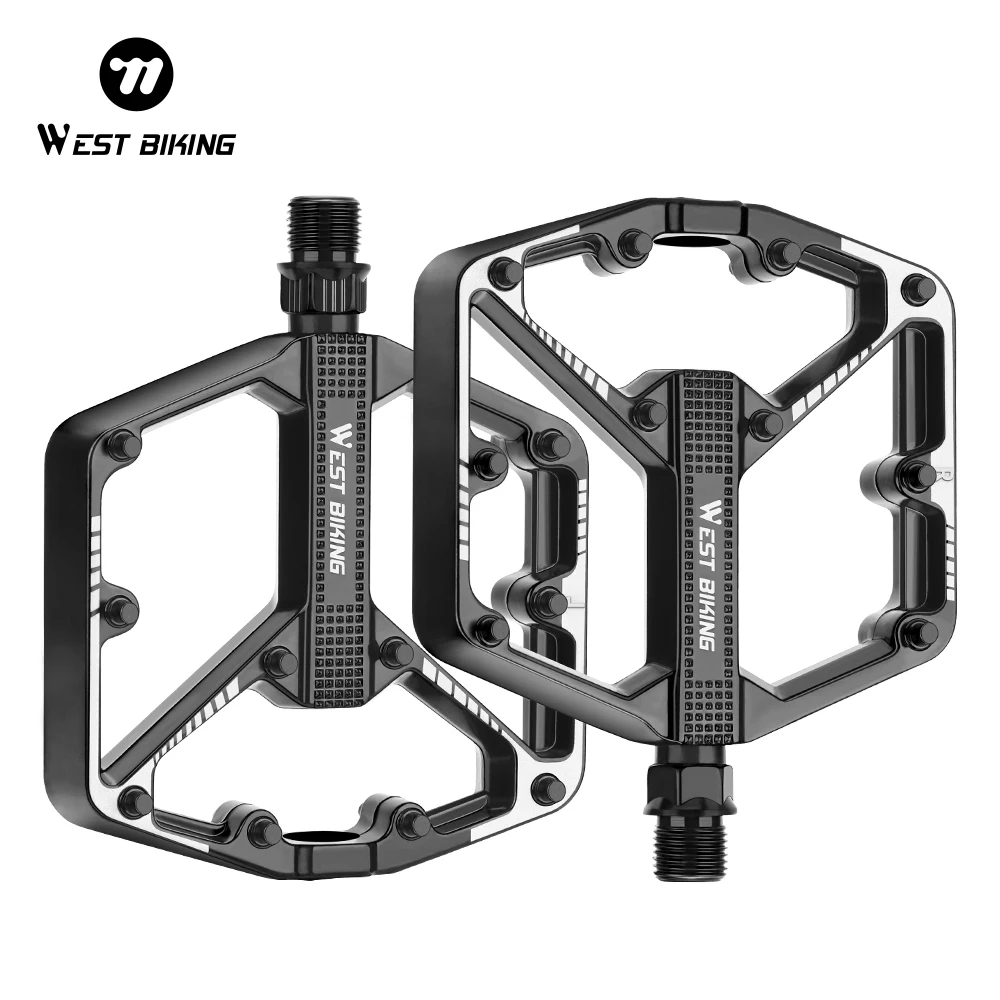 AliExpress West Biking WEST BIKING DU Bearing Bicycle Pedal Widen Anti-slip Cycling Pedal Lightweight Aluminum Alloy MTB Road Bike Pedal Bike Parts