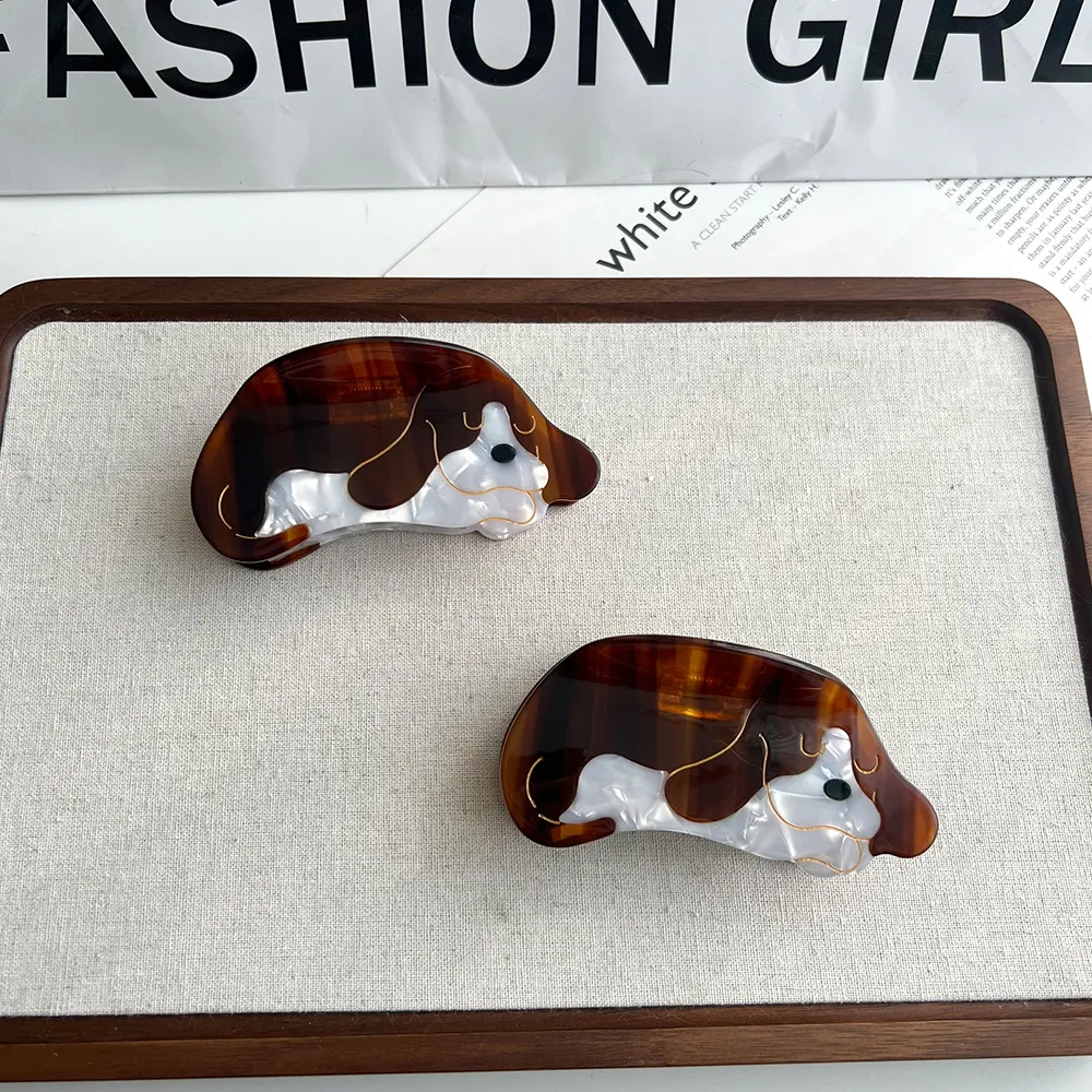 

YHJ Basset Hound Hair Claw Lovable Long Ears Dog Design Eco-Friendly Material Hair Claw Clips Hair Accessories for Women Girls