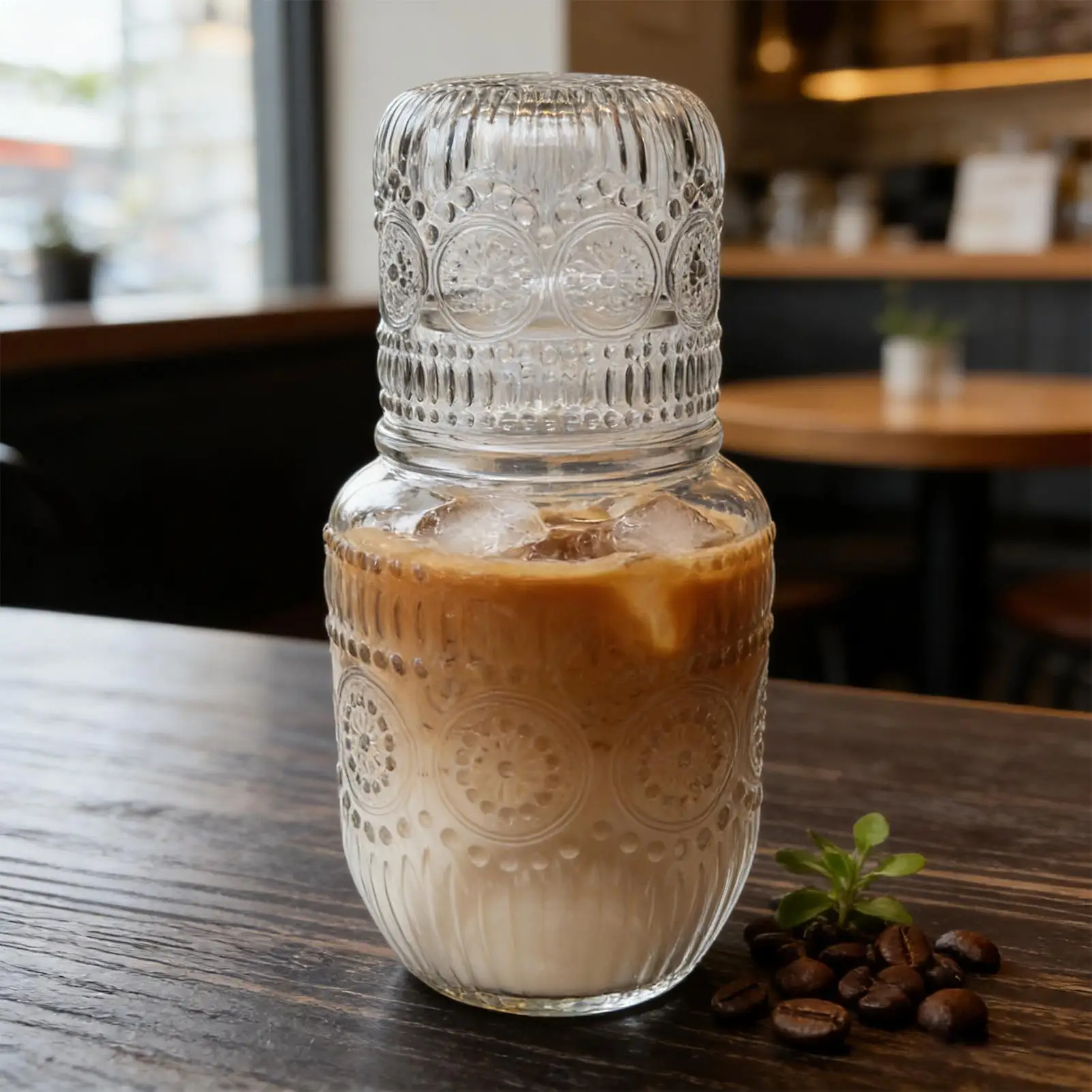 Jarra de Agua con Diseño de Copo de Nieve, Elegante Jarra de Vidrio para Té, Café, Leche, Jugo, Bebidas