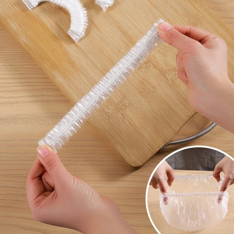 100pcs Disposable Food Storage Covers Bags for Bowls Elastic Plate Plastic Lid Covers Vacuum Bags for Kitchen Food Fresh Seal