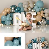 Teal Large ONE Birthday Backdrop Balloon Arch Kids Baby Cake Smash Photography Props Boys 1st Birthday Party Backgrounds