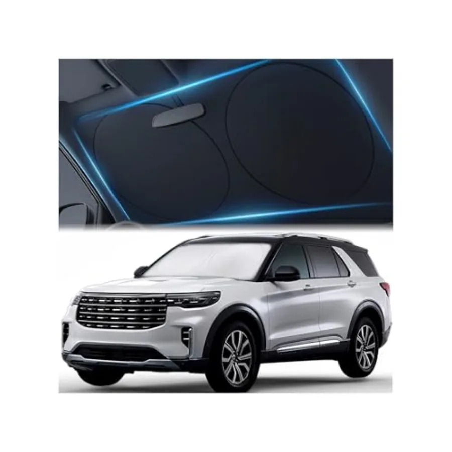 

Car Windshield Sunshade Double-Layer Design for 2X Heat Blocking, Blocks UV Rays, Foldable Sun Shade for Cars, Trucks and SUVs,