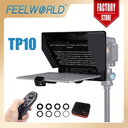 FEELWORLD 휴대용 접이식 텔레프롬프터, iPad 태블릿, DSLR 카메라, 스마트폰 촬영용, iOS 및 안드로이드 호환, TP10