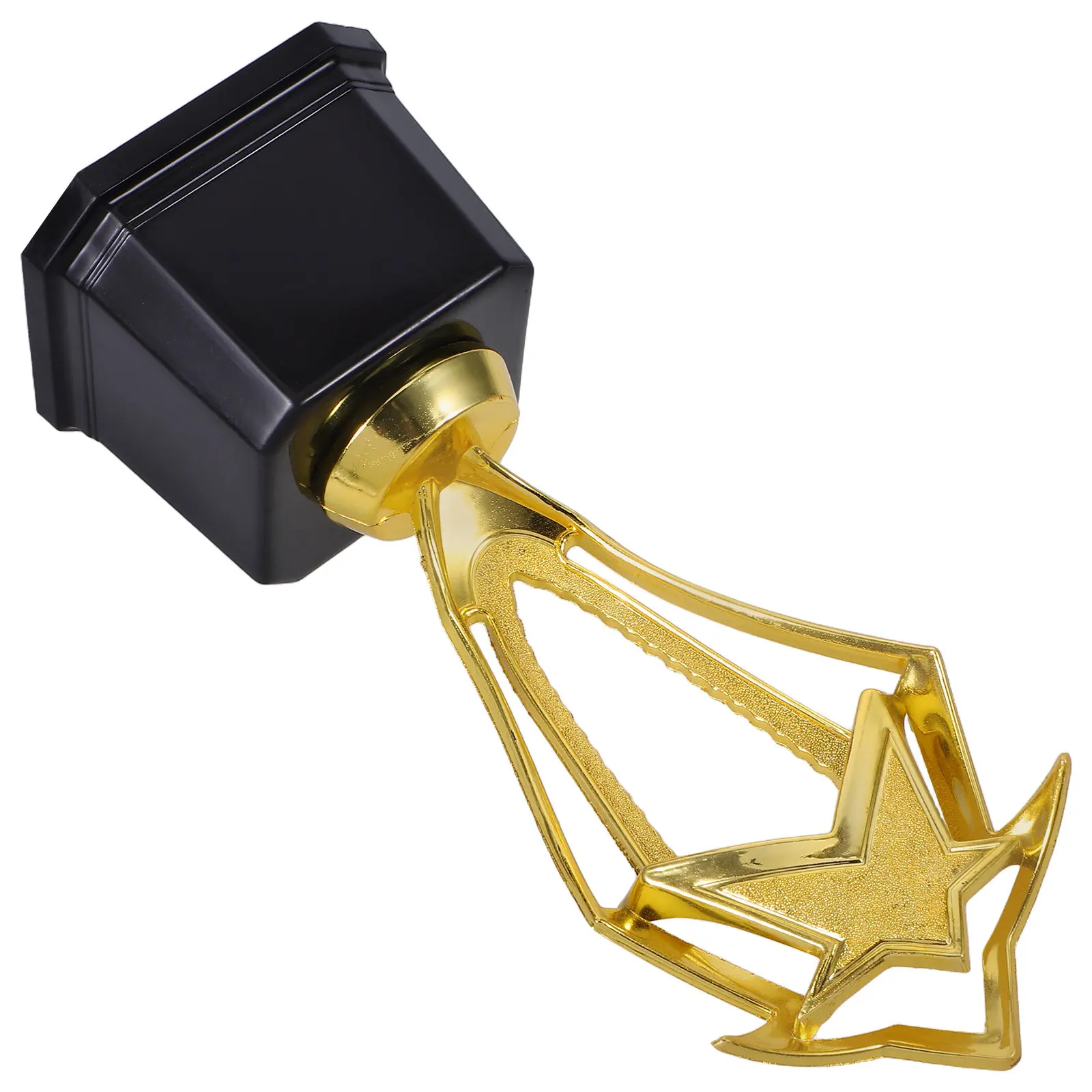 Golden Trophy 20.5cm Star Design Award Trophy Plastic Base Hollow Out Celebration Prize for Party Game Classroom Competition