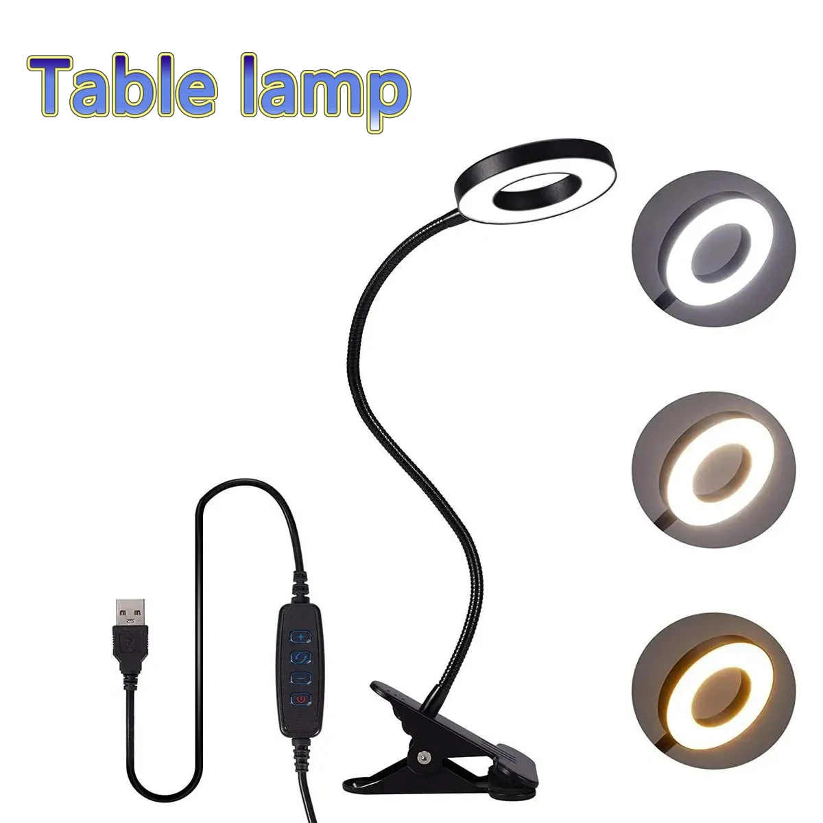 

Metal 2-in-1 360-degree Flexible Tube Selfie Live Led Desk Lamp Clip-on Bedside Dormitory Student Study Desk Modern Simple Style