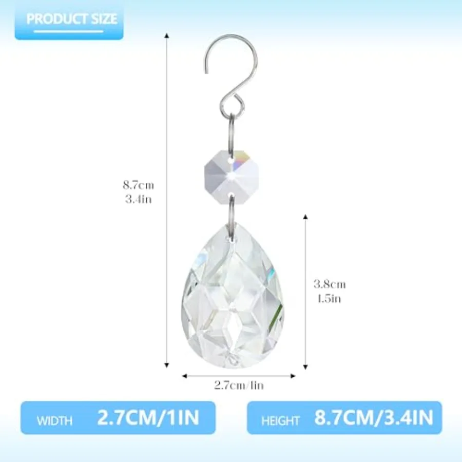 20Pcs Crystal Prisms Windows Hanging Ornament 3Inch Bauhinia Beads Chandelier Crystals Replacement for Birthday Wedding Valenti