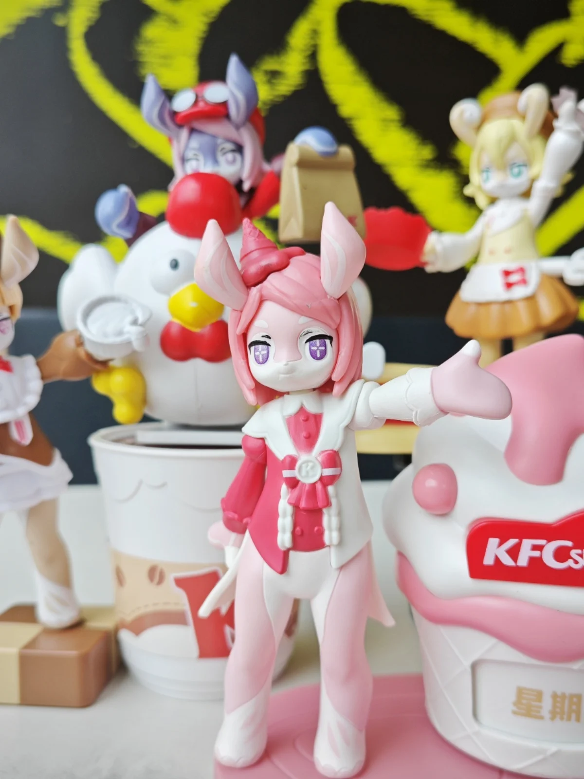 2024 genuine edition KFC Limited Edition Genshin Impact Figurines Egg Tart Coffee Dessert Chef and Delivery Boy Children Gift