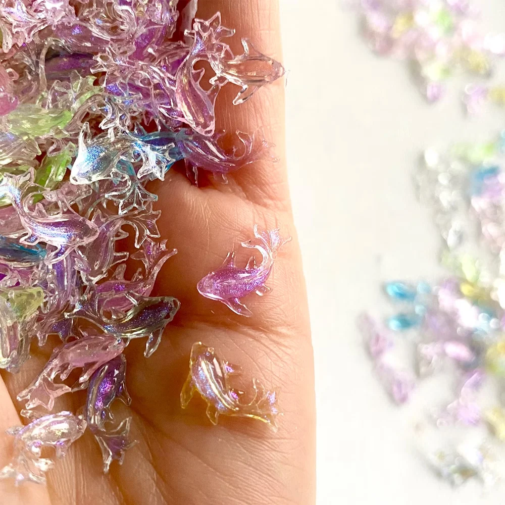 10/20pcs Mini Goldfish Pastel Pearl Translucent Miniatures, Kawaii Flatback Charms, DIY Craft Decoration, Random Mix Colors
