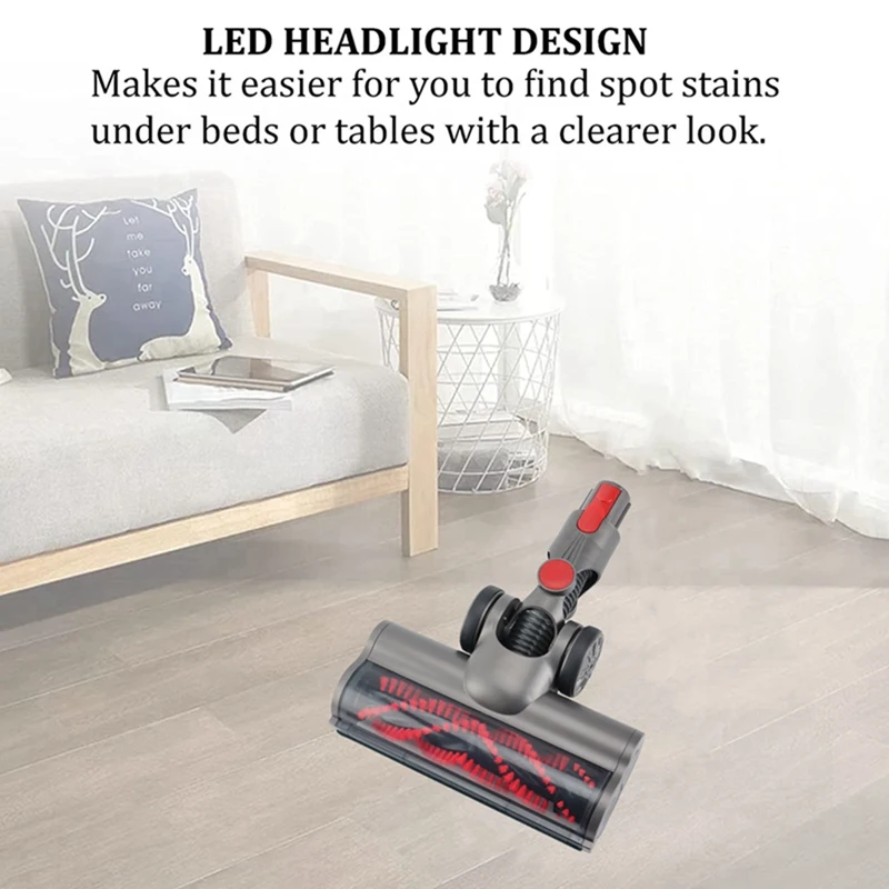 ローラー付き電動ブラシ,掃除機,床の付属品,LEDヘッドライト交換部品,1個