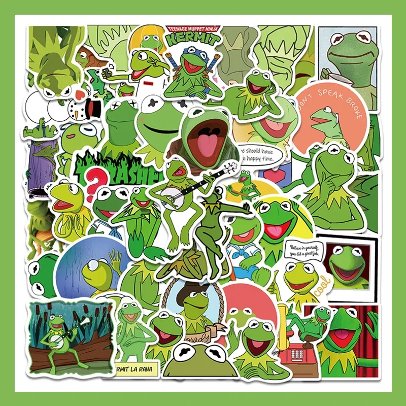 

50pcs Kermit Frog Cartoon Stickers Decorative Stickers Laptop Suitcase Skateboard Guitar Phone Animation Stickers Kids Gift Toys