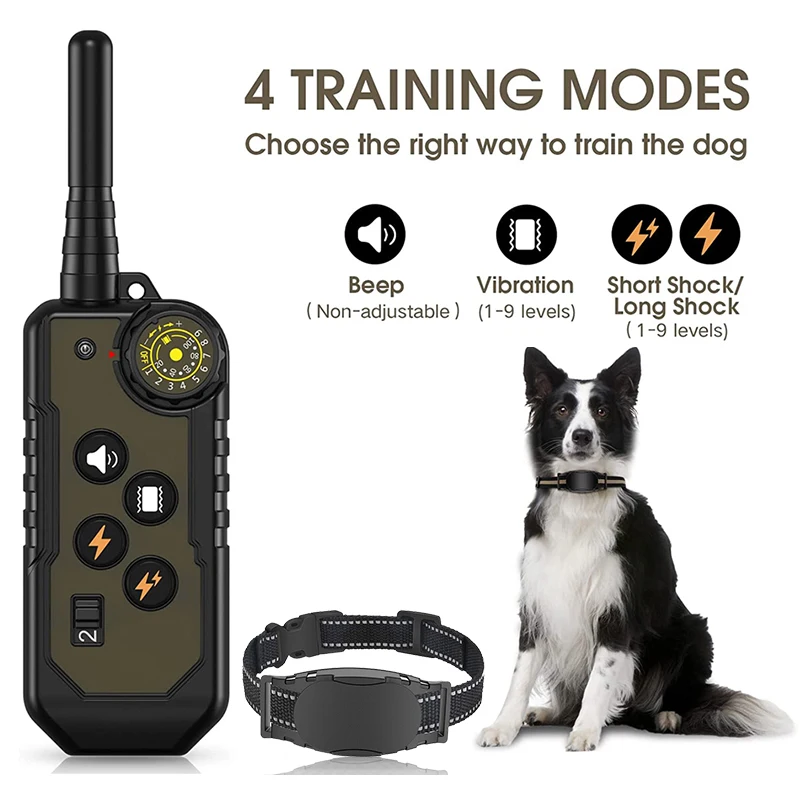 Electric Dog Training Collar Rechargeable Training Dog Collar With Shock Vibration Sound Waterproof Pet Remote Control Collar