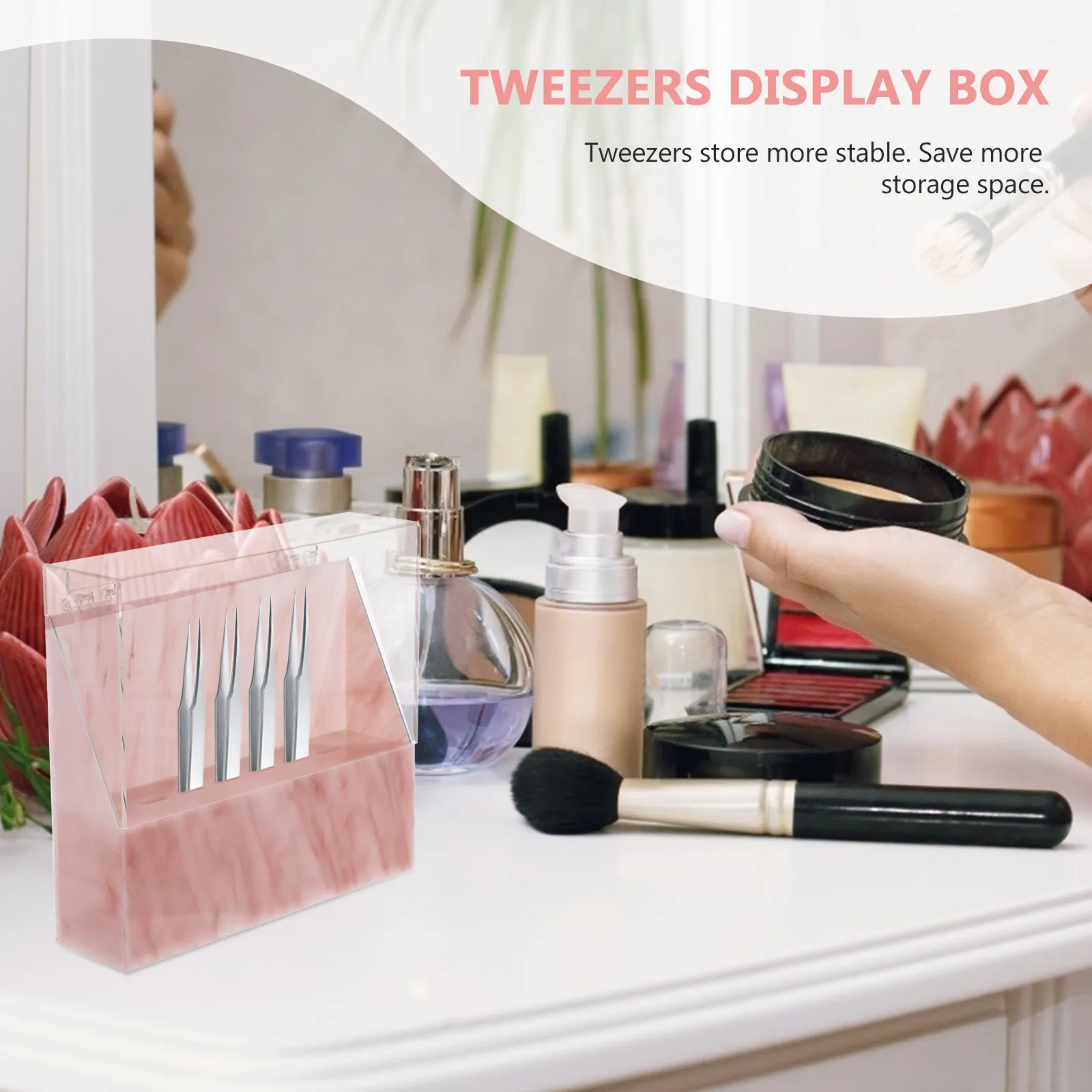 

Подставка для пинцетов для наращивания ресниц из акрила с откидной крышкой, органайзер для пинцетов, подходит для использования в салонах и дома