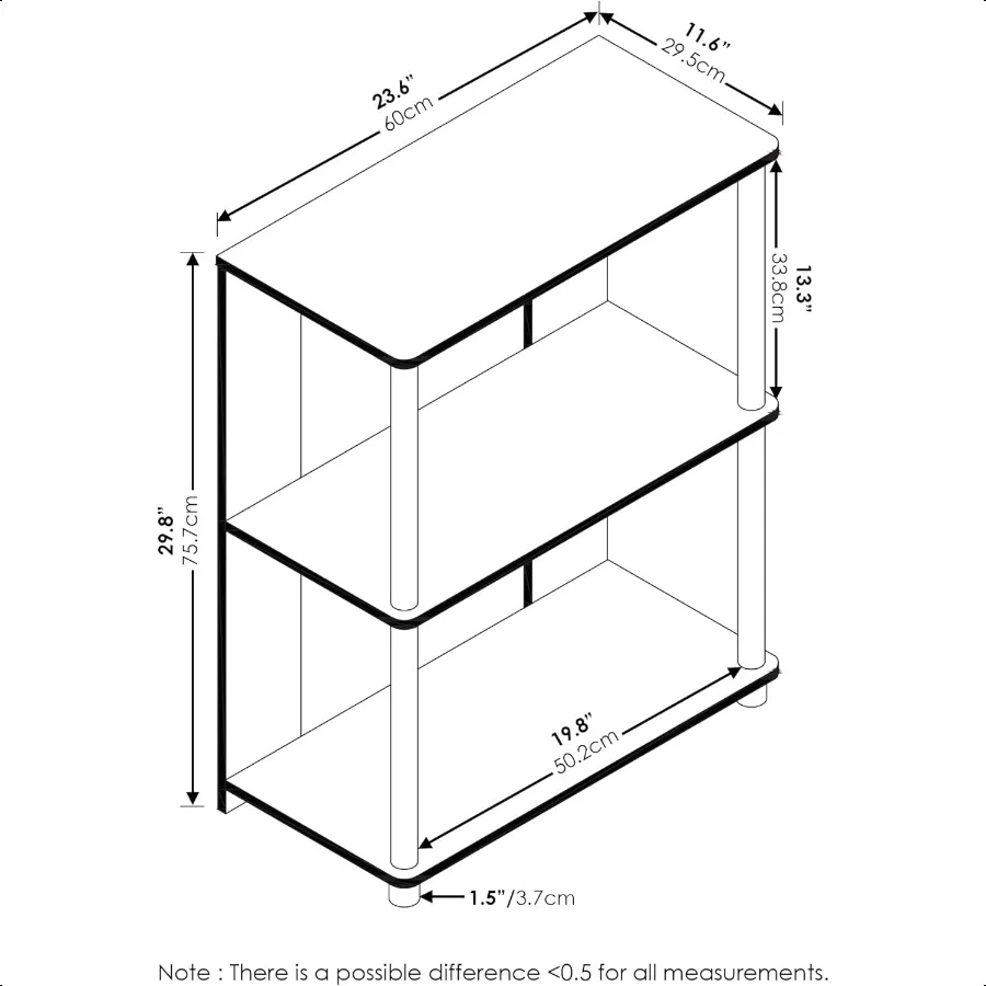 Jaya Espositore per libreria a 3 livelli dal design semplice con tubi in acciaio inossidabile Americano