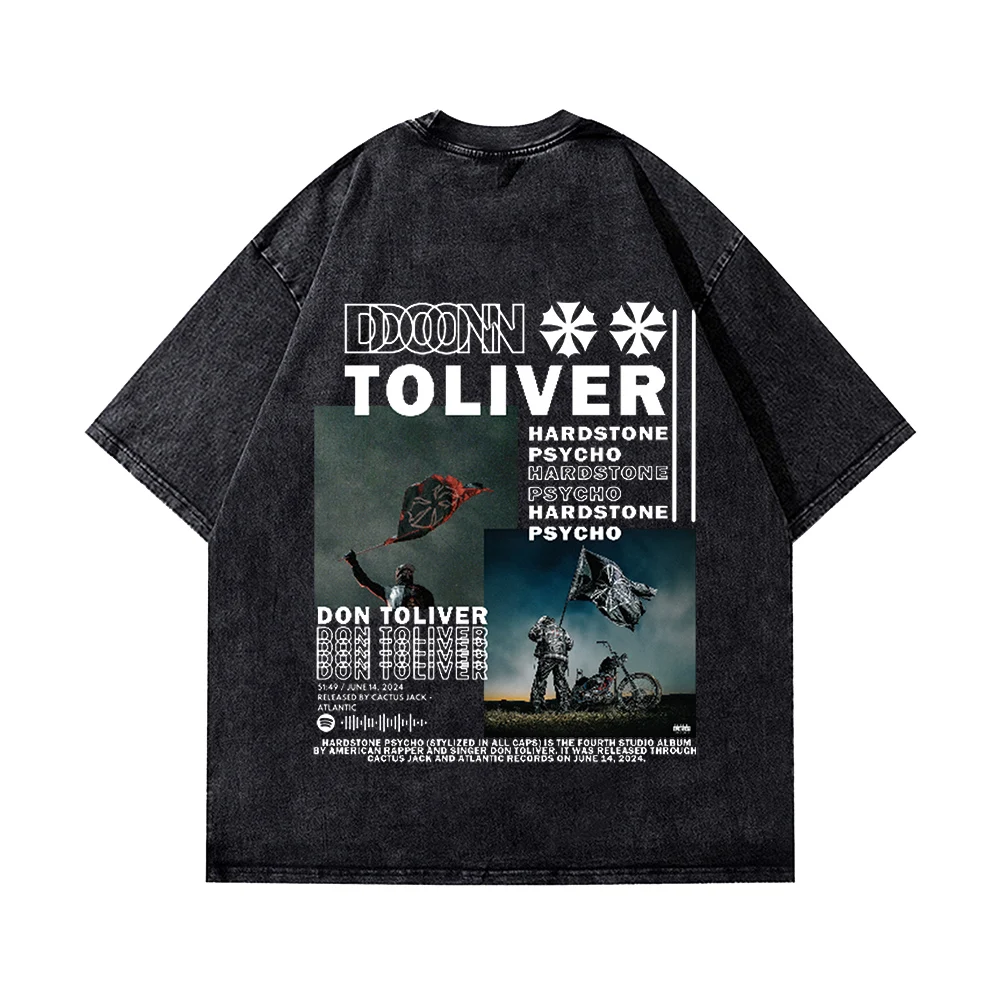 Don Toliver Hardstone Cotton Vintage Wash Tee Shirt Round Neck Short Sleeved Man/Woman Streetwear Crewneck Tee Shirt